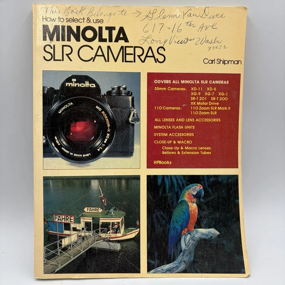 How To Select & Use Minolta SLR Cameras Carl Shipman 1980 Book